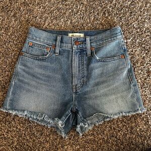 Madewell Frayed Hem Blue Jean Shorts